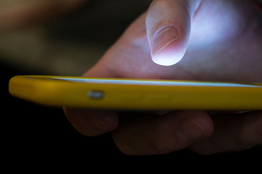 FILE - A man uses a cell phone in New Orleans on Aug. 11, 2019. (AP Photo/Jenny Kane, File) FILE - A man uses a cell phone in New Orleans on Aug. 11, 2019. (AP Photo/Jenny Kane, File)