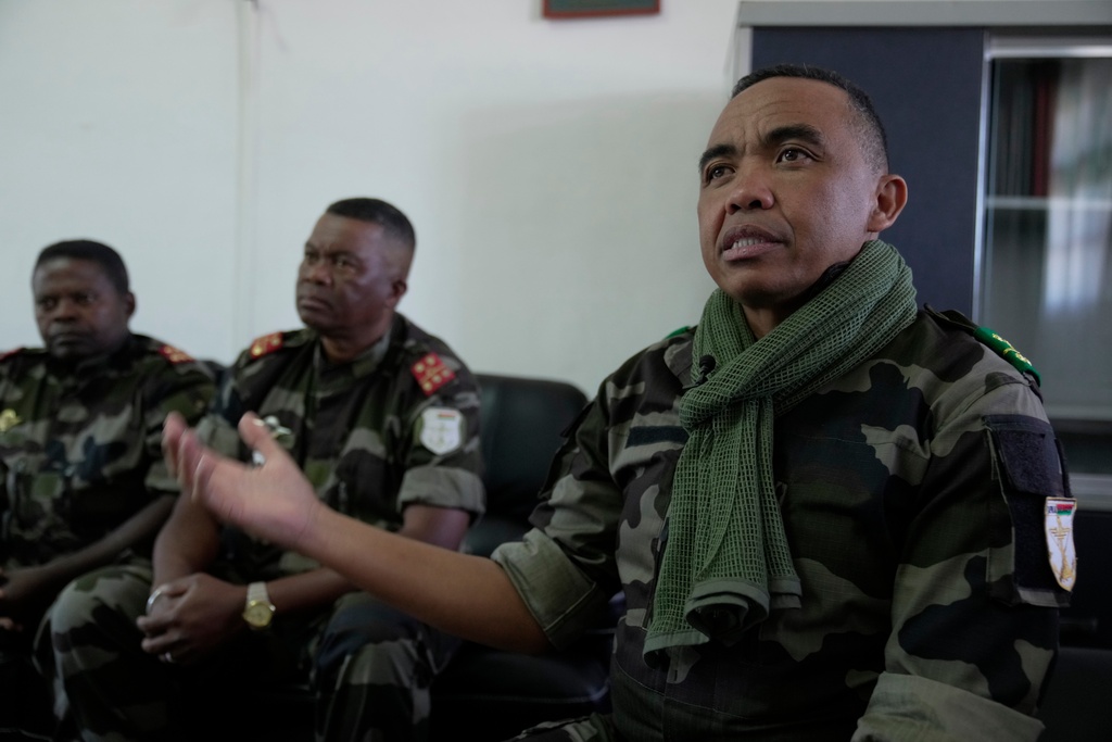 CAPSAT military unit commander Col. Michael Randrianirina during an interview with The Associated Press in Antananarivo, Madagascar, Wednesday, Oct. 15, 2025. (AP Photo/ Brian Inganga)