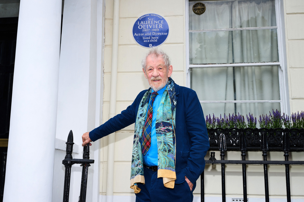 Ian McKellan poses for photographers at the unveiling of a Blue Plaque for Laurence Olivier in London, England, Wednesday, June 10, 2026. (Photo by Scott A Garfitt/Invision/AP)