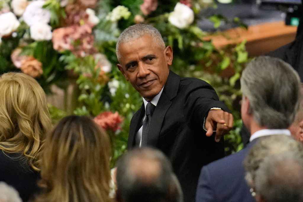 Former President Barack Obama arrives for Public Homegoing Service for the Rev. Jesse Jackson at the House of Hope in Chicago, Friday, March 6, 2026. (AP Photo/Erin Hooley)