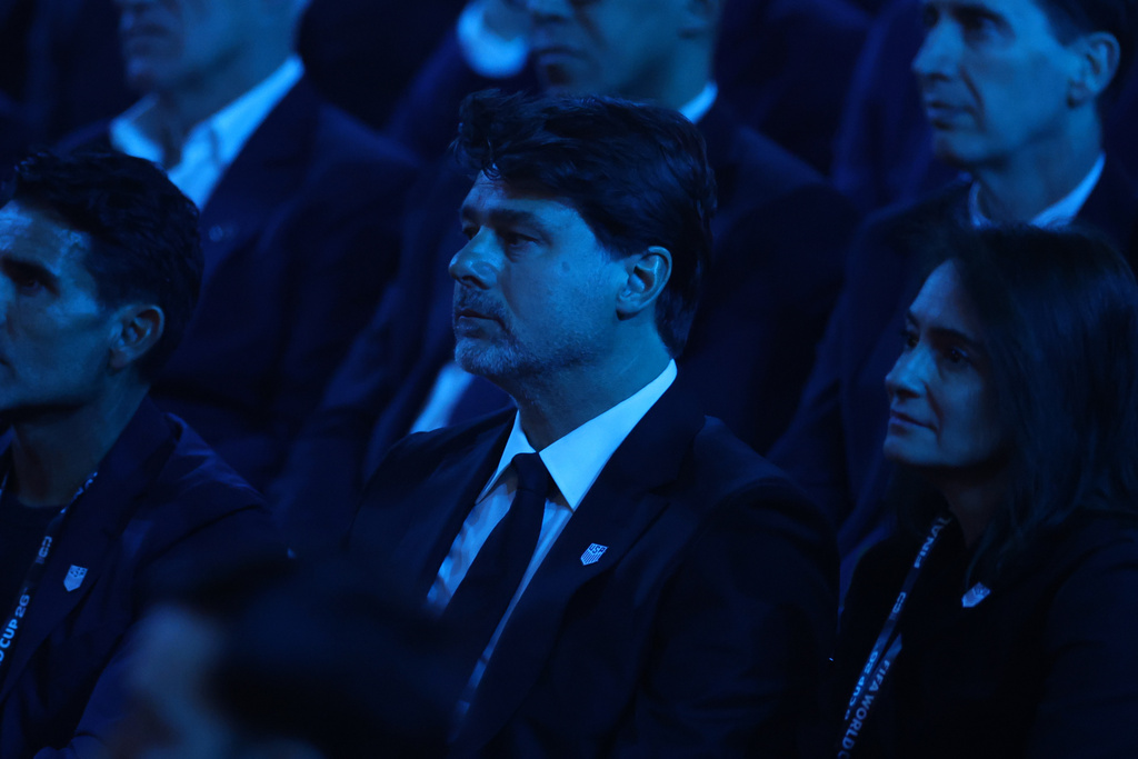 U.S. team coach Mauricio Pochettino attends the draw for the 2026 soccer World Cup at the Kennedy Center in Washington, Friday, Dec. 5, 2025. (Dan Mullan/Pool Photo via AP)
