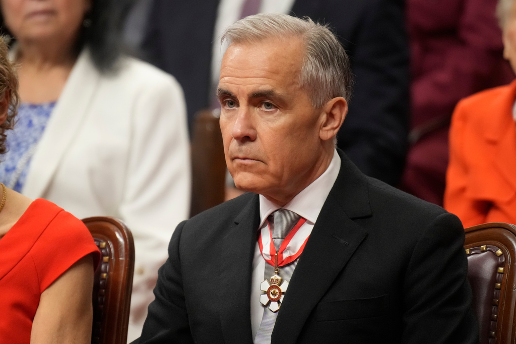 Prime Minister Mark Carney attends the Governor General Designate Louise Arbour installation in Ottawa on Monday, June 8, 2026. (Spencer Colby/The Canadian Press via AP)