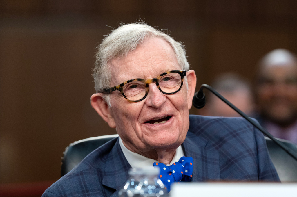 West Virginia University President Gordon Gee testifies before Senate Committee on Commerce, Science, and Transportation hearing to examine college sports, supporting student athletes, and fair competition on Capitol Hill, Wednesday, June 3, 2026, in Washington. (AP Photo/Jose Luis Magana)