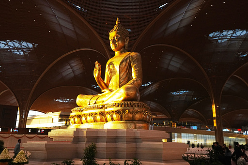 A statue of Buddha is displayed at Techo International Airport in Kandal province, Cambodia, Monday, Oct. 20, 2025. (AP Photo/Heng Sinith) A statue of Buddha is displayed at Techo International Airport in Kandal province, Cambodia, Monday, Oct. 20, 2025. (AP Photo/Heng Sinith)