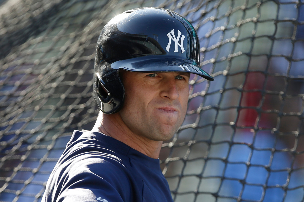 FILE - New York Yankees center fielder Brett Gardner, watches batting practice before a baseball game in Los Angeles, July 30, 2013. (AP Photo/Chris Carlson, File)