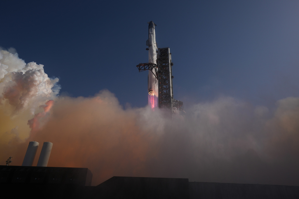 FILE - SpaceX's mega rocket Starship lifts off for a test flight from Starbase, Texas, July 24, 2026. (AP Photo/Eric Gay, File)