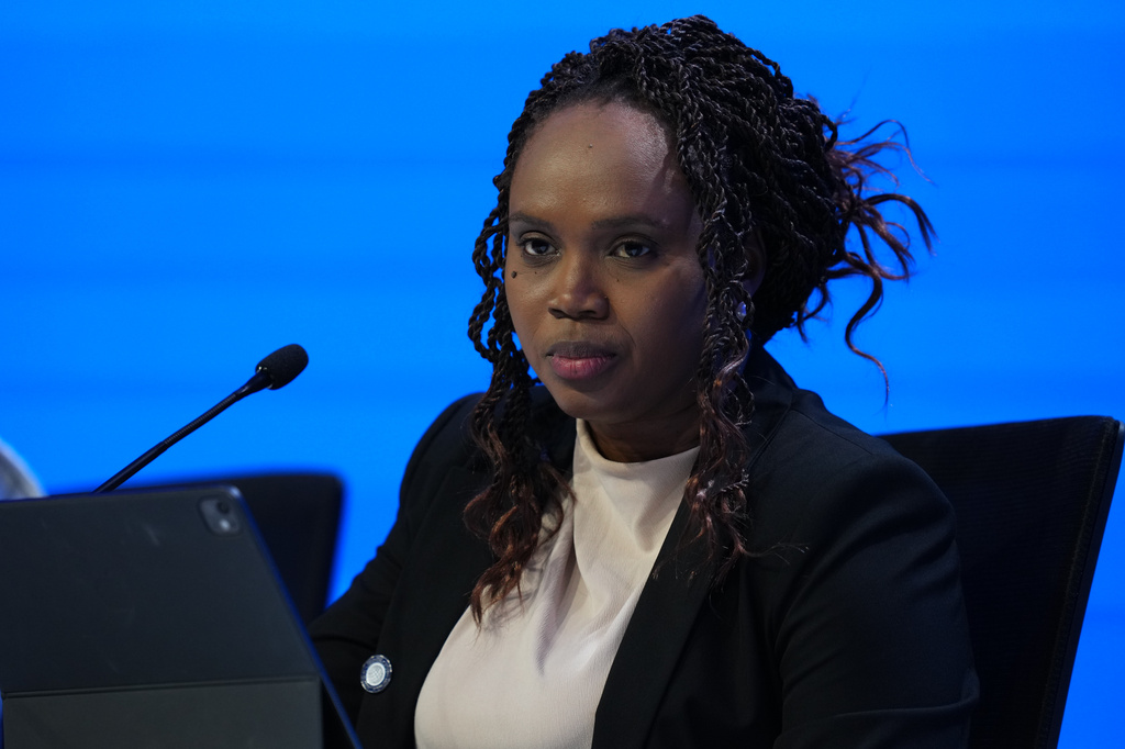 Guinea Finance Minister Mariama Sylla speaks at African Finance Ministers news conference during the annual meetings of the International Monetary Fund and the World Bank Group in Bangkok, Thailand, Thursday, Oct. 15, 2026. (AP Photo/Sakchai Lalit)