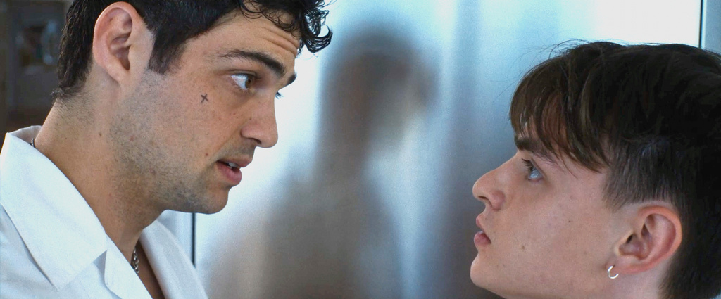 This image released by WG Pictures shows Noah Centineo, left, and Jaeden Martell in a scene from "Our Hero, Balthazar." (WG Pictures via AP)