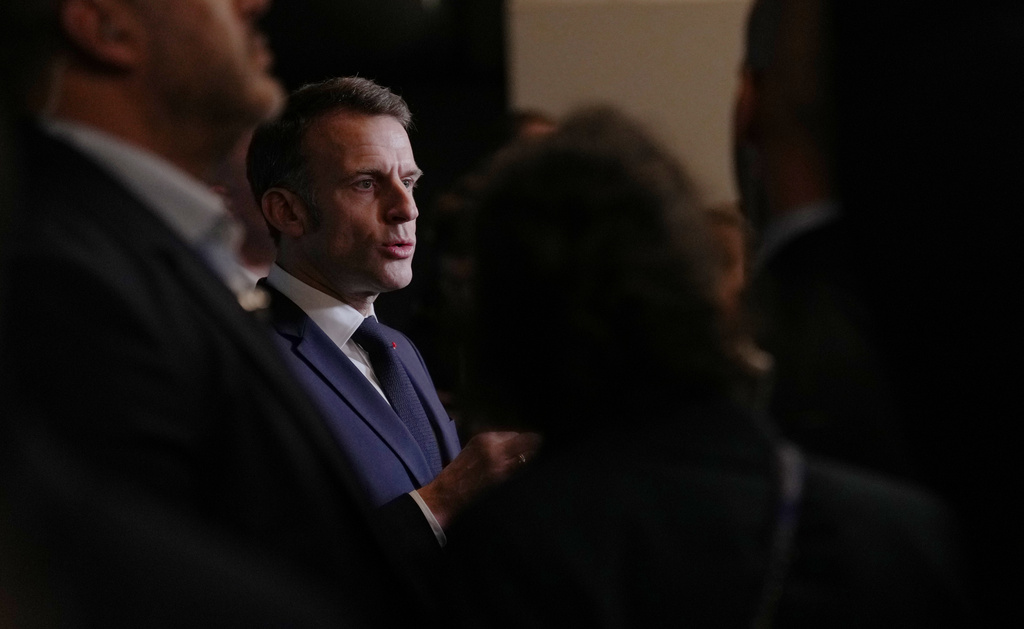 France's President Emmanuel Macron attends the opening of the International Agriculture Fair in Paris, Saturday, Feb. 21, 2026. (AP Photo/Aurelien Morissard, Pool)