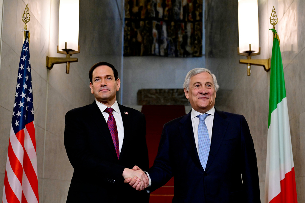 US Secretary of State Marco Rubio meets Italian Foreign Minister Antonio Tajani during his two-day visit to Italy and the Vatican, in Rome, Friday, May 8, 2026. (Stefano Rellandini/Pool Photo via AP)