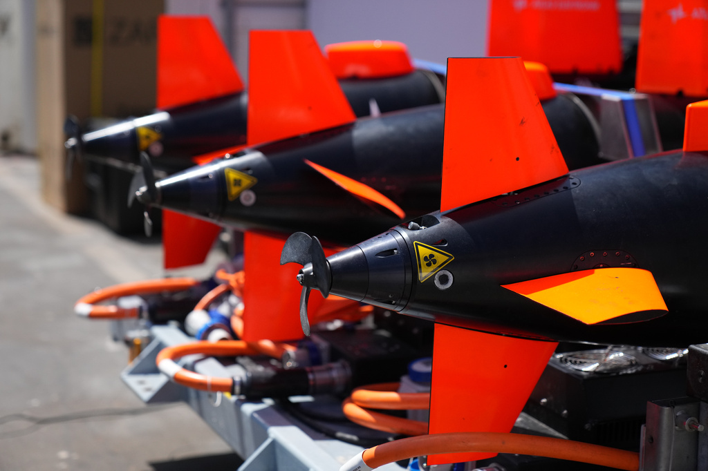 Autonomous vehicles with sonar sensor that can detect and identify mines are soon on RFA Lyme Bay, in British Overseas Territory of Gibraltar, on Friday, May 22, 2026. (AP Photo/Kwiyeon Ha) CORRECTION: Location corrected to British Overseas Territory of Gibraltar, instead of territory of Gibraltar