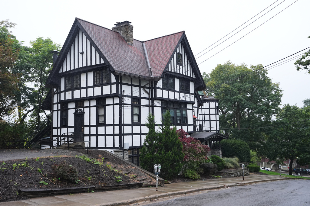 Shown is the the Chi Phi fraternity house at Cornell University in Ithaca, N.Y., Thursday, Oct. 1, 2026. (AP Photo/Matt Rourke)