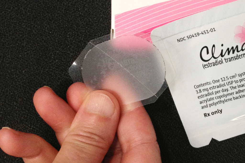 FILE - A low-dose estrogen skin patch is seen on Oct. 2, 2012. (AP Photo/File)