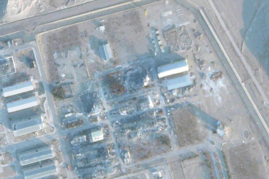 This satellite image from Planet Labs PBC shows rubble before a roof was built over it at Iran's Isfahan Nuclear Technology Center outside of Isfahan, Iran, on Dec. 7, 2025. (Planet Labs PBC via AP)