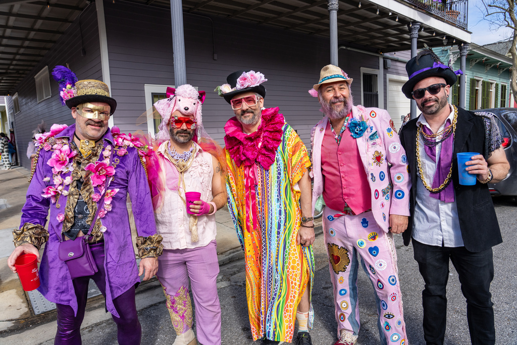 Attendees march during the annual Society of Saint Anne parade on Mardi Gras Day, Tuesday, Feb. 17, 2026, in New Orleans. (Photo by Amy Harris/Invision/AP)