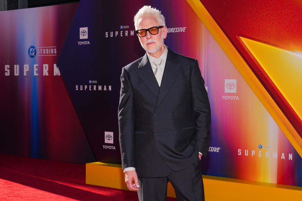 FIlE - James Gunn arrives at the premiere of "Superman" on Monday, July 7, 2025, at TCL Chinese Theatre in Los Angeles. (Photo by Jordan Strauss/Invision/AP, File)