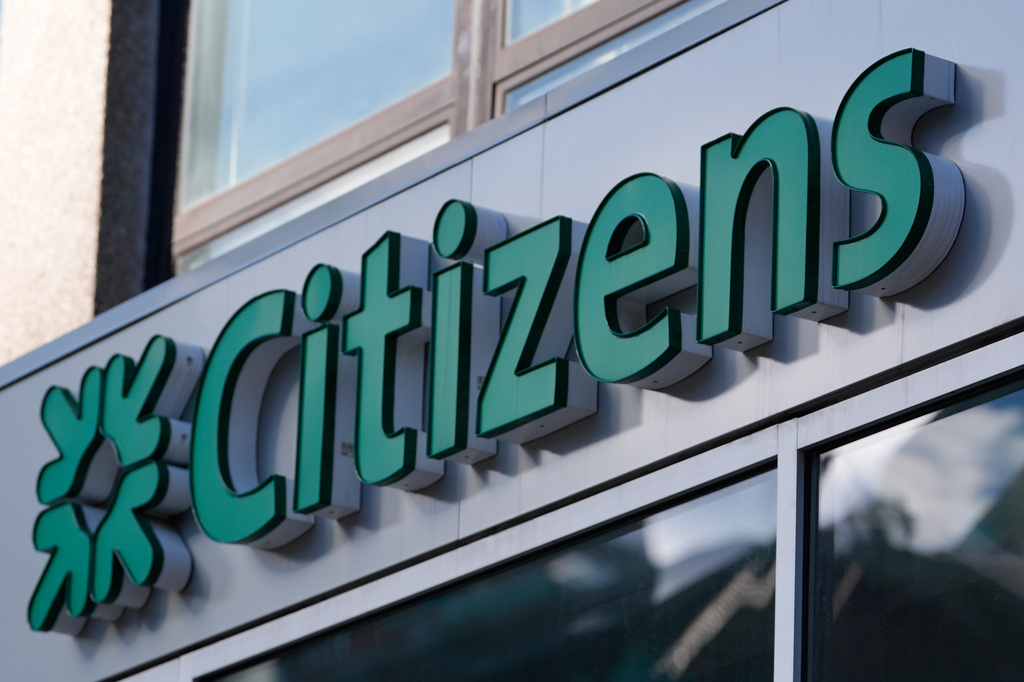 FILE - The Citizens logo is seen on a bank, Nov. 24, 2025, in Boston. (AP Photo/Charles Krupa, File)