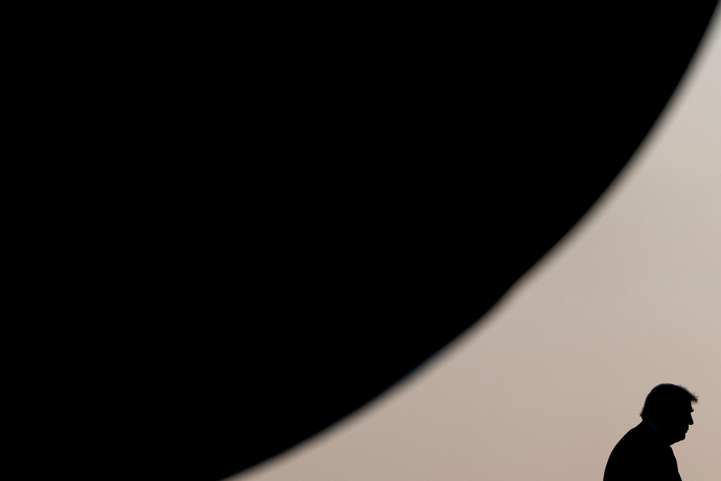 FILE - President Donald Trump boards Air Force One at Joint Base Andrews, Md., Aug. 15, 2025. (AP Photo/Julia Demaree Nikhinson, File)