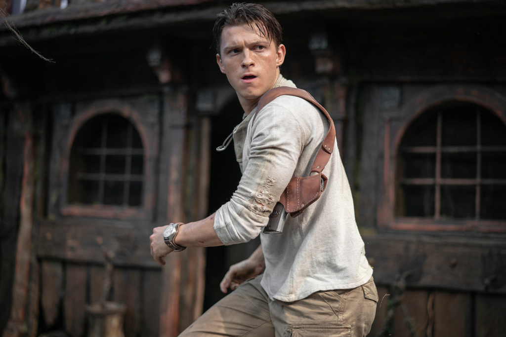 Tom Holland appears in a scene from "Unchartered." (Clay Enos/Columbia Pictures-Sony Pictures via AP)