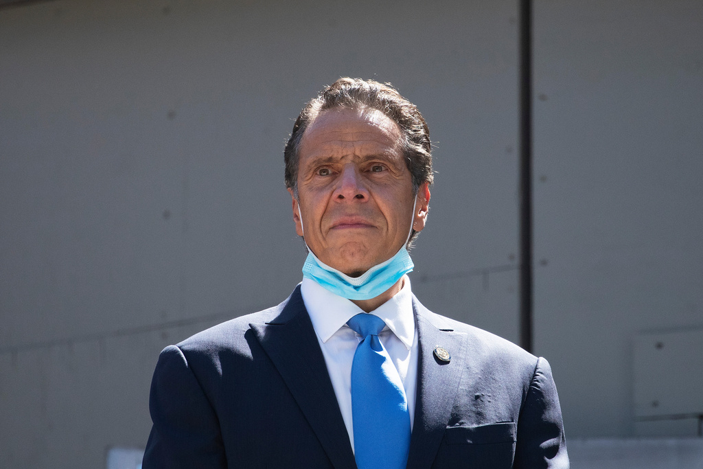 FILE - New York Gov. Andrew Cuomo attends a ceremony at the St. Nicholas Greek Orthodox Church, Aug. 3, 2020 at the World Trade Center in New York. (AP Photo/Mark Lennihan, File)