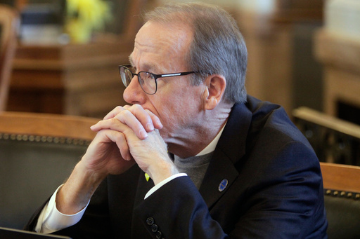 FILE - Kansas state Rep. Mark Schreiber, R-Emporia, listens during a debate, March 21, 2023, at the Statehouse in Topeka, Kan. (AP Photo/John Hanna, File) FILE - Kansas state Rep. Mark Schreiber, R-Emporia, listens during a debate, March 21, 2023, at the Statehouse in Topeka, Kan. (AP Photo/John Hanna, File)