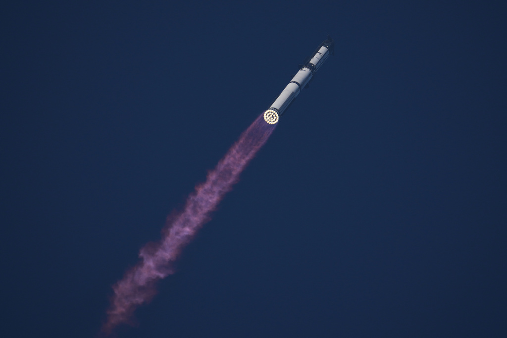 SpaceX's Starship rocket lifts off for a test flight from Starbase, Texas, Friday, July 24, 2026. (AP Photo/Eric Gay)