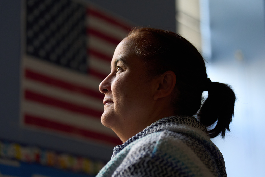Edelmira Kitchen, a teaching artist at CentroNia, poses for a portrait in a classroom at CentroNia in Washington, Tuesday, Dec. 9, 2025. (AP Photo/Jacquelyn Martin)