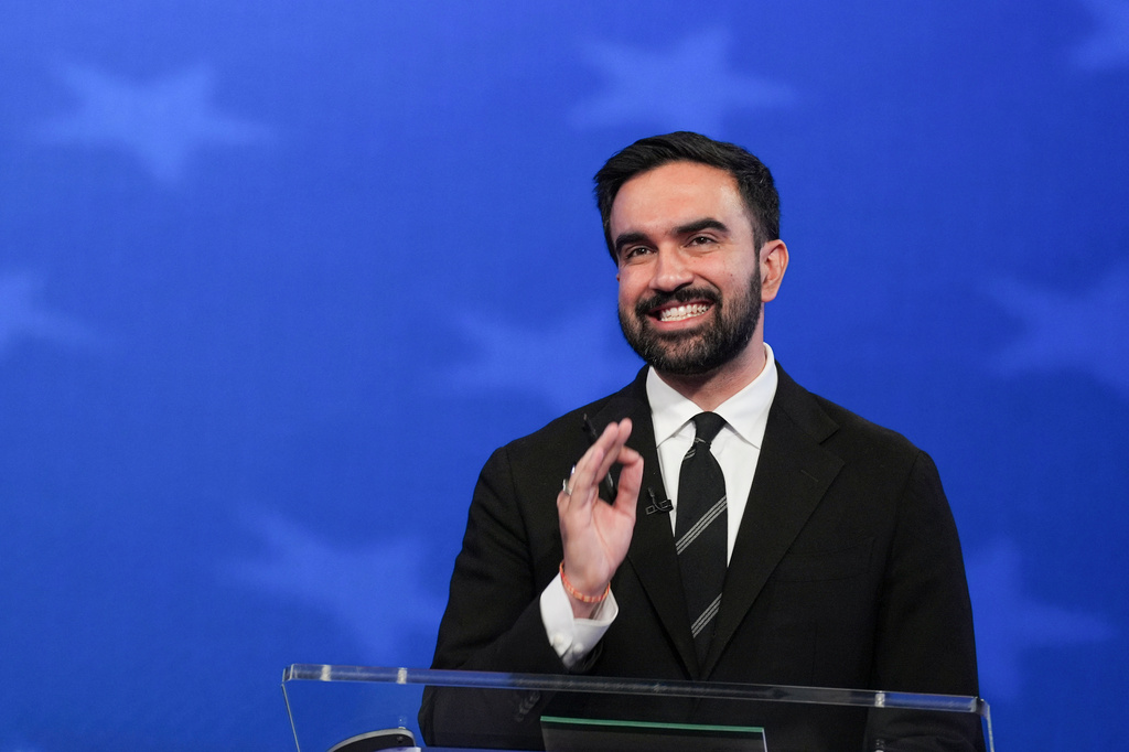 Democratic candidate Zohran Mamdani speaks during a mayoral debate, Thursday, Oct. 16, 2025, in New York. (AP Photo/Angelina Katsanis, Pool)