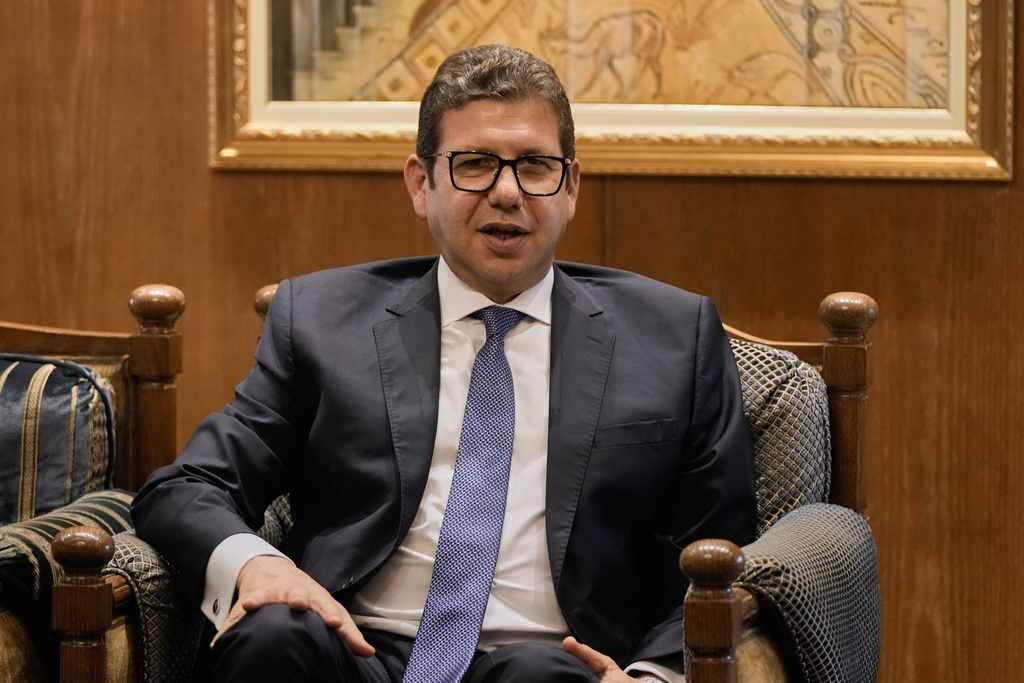 FILE - Egypt's intelligence chief Hassan Rashad attends his meeting with the Lebanese Parliament Speaker Nabih Berri in Beirut, Lebanon, Tuesday, Oct. 28, 2025. (AP Photo/Hassan Ammar, File)