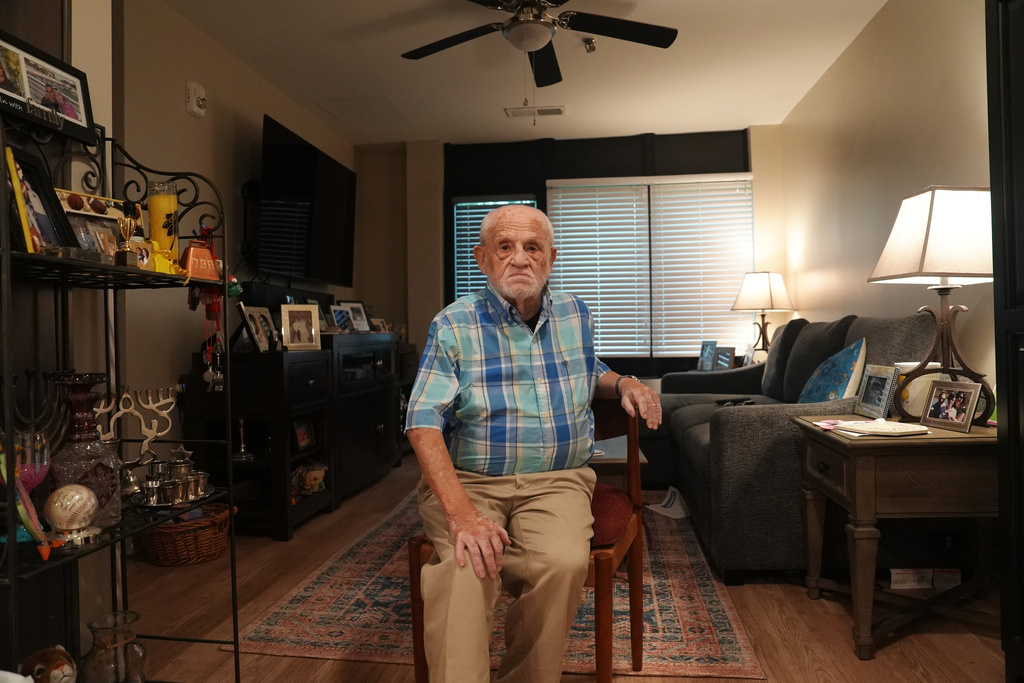 Hershel Greenblat, a World War II refugee born in Ukraine poses for a photo in Atlanta, Thursday, July 23, 2026. (AP Photo/Emilie Mednien)