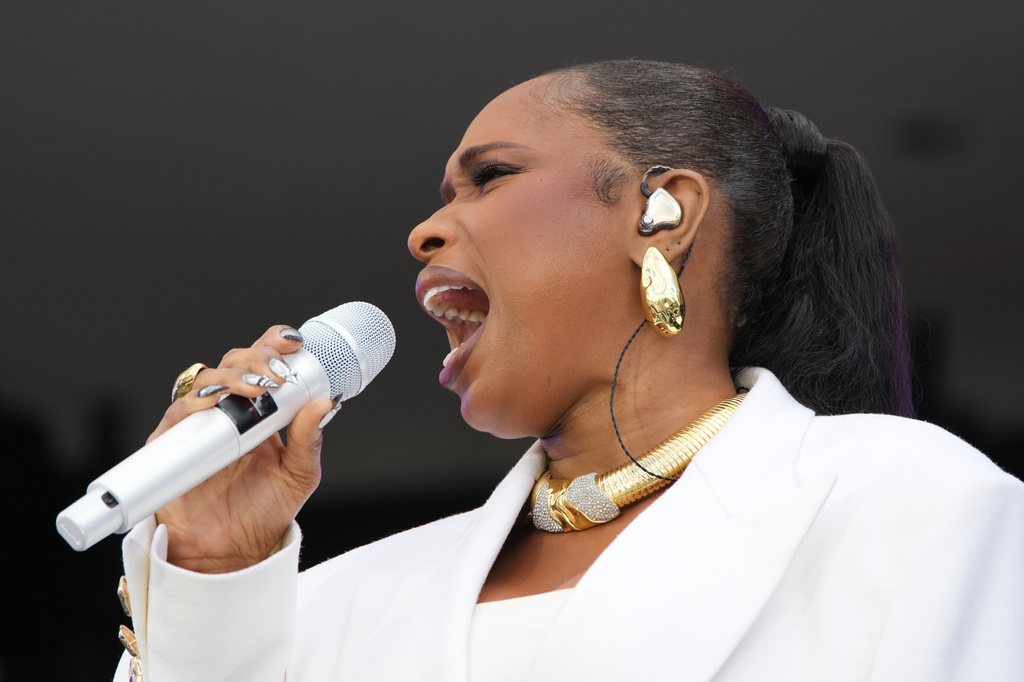Singer Jennifer Hudson performing during the dedication ceremony for the Obama Presidential Center, Thursday, June 18, 2026, in Chicago. (AP Photo/Alex Brandon)