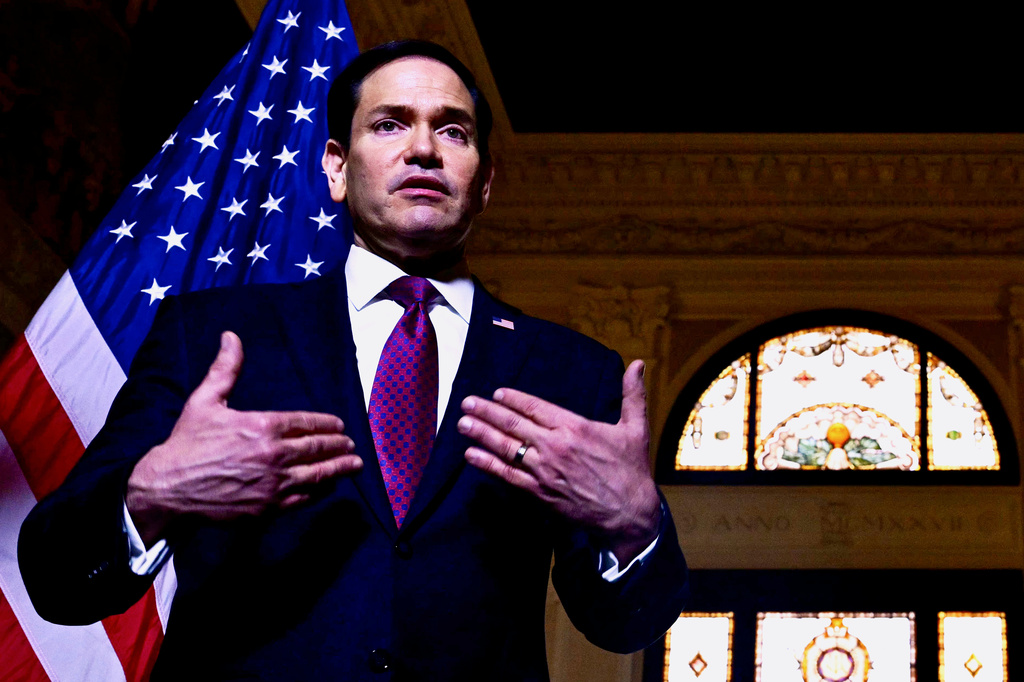 US Secretary of State Marco Rubio speaks during a press conference at the US Embassy in Rome, Friday, May 8, 2026. (Stefano Rellandini/Pool Photo via AP)