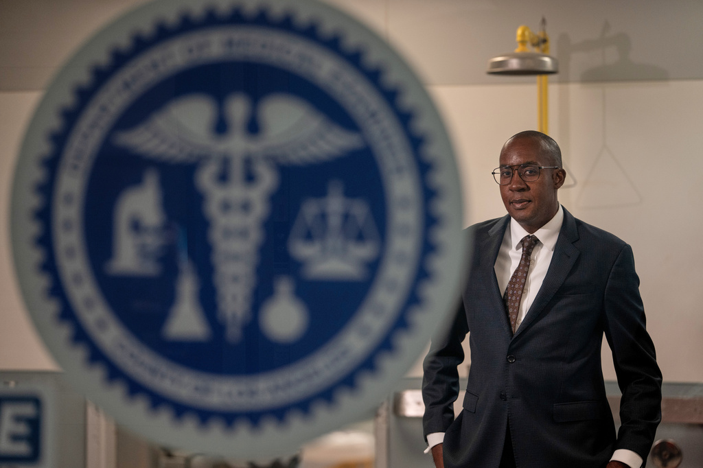 Los Angeles County medical examiner, Dr. Odey Ukpo, poses for a portrait on Tuesday, June 16, 2026, in Los Angeles. (AP Photo/Jae C. Hong)