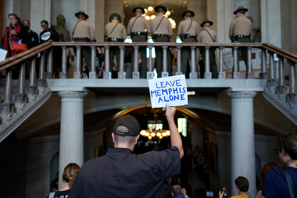 A person leaves the state Capitol after a special session of the state legislature to redraw U.S. Congressional voting maps Thursday, May 7, 2026, in Nashville, Tenn. (AP Photo/George Walker IV)