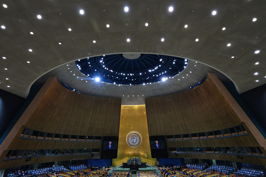 Italy's Deputy Prime Minister and Foreign Minister Antonio Tajani addresses the 81st session of the United Nations General Assembly at U.N. headquarters Wednesday, Sept. 23, 2026. (AP Photo/Frank Franklin II)