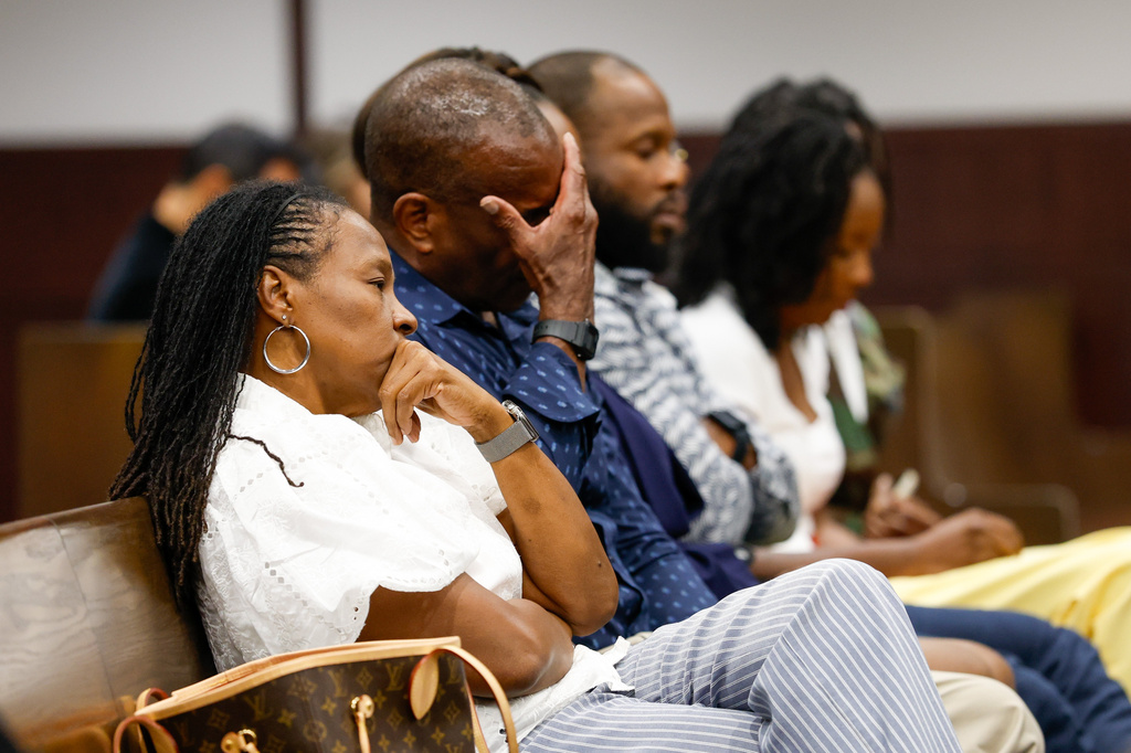 Friends and family members of Terrion Arnold, a Detroit Lions cornerback, listen in during his pretrial detention hearing iat the Hillsborough County Courthouse on Monday, June 29, 2026, in Tampa, Fla. (Jefferee Woo/Tampa Bay Times via AP)