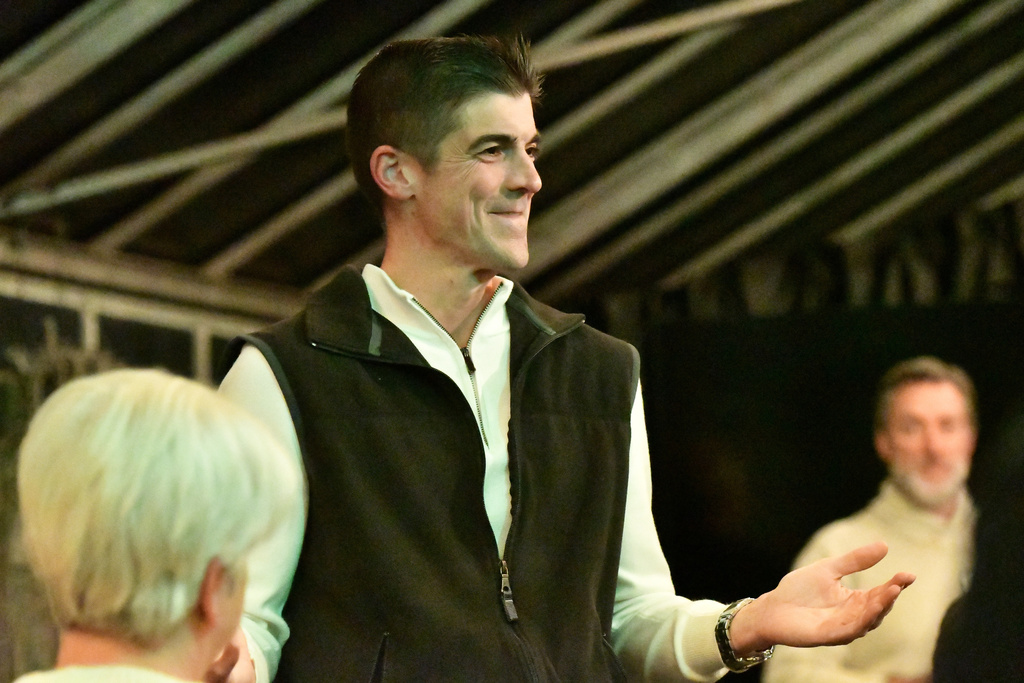 Ryan Crosswell, a former federal prosecutor who quit the Department of Justice in protest, speaks at a campaign event for his run for Congress, Dec. 4, 2025, in Allentown, Pa. (AP Photo/Marc Levy)