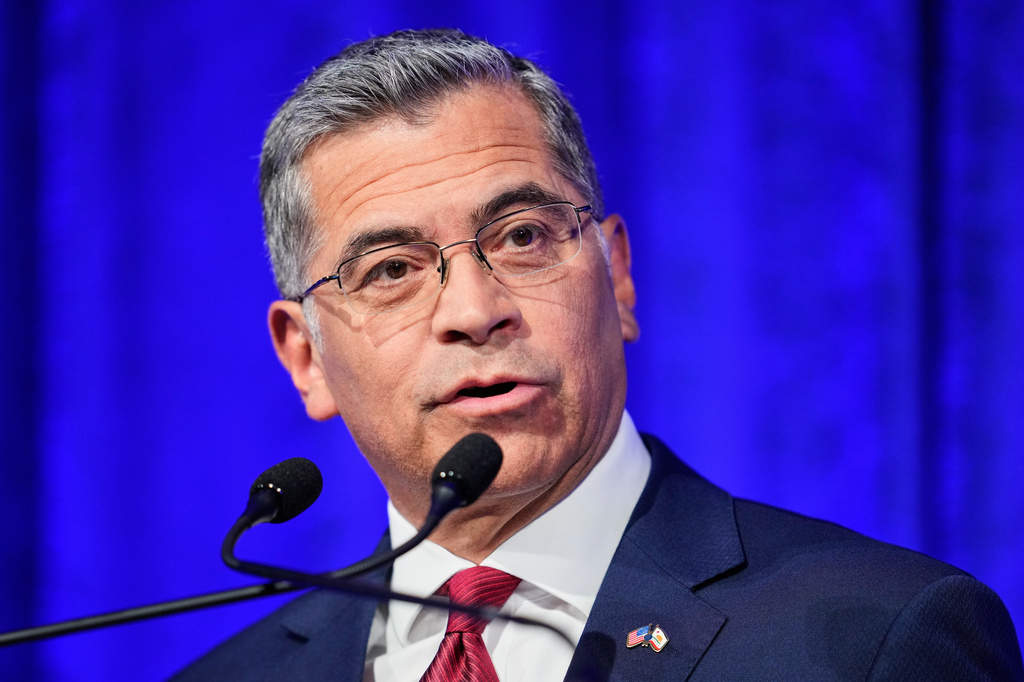 Xavier Becerra speaks during a California gubernatorial debate hosted by CBS Bay Area and the San Francisco Examiner in San Francisco, Thursday, May 14, 2026. (AP Photo/Godofredo A. Vásquez, Pool)