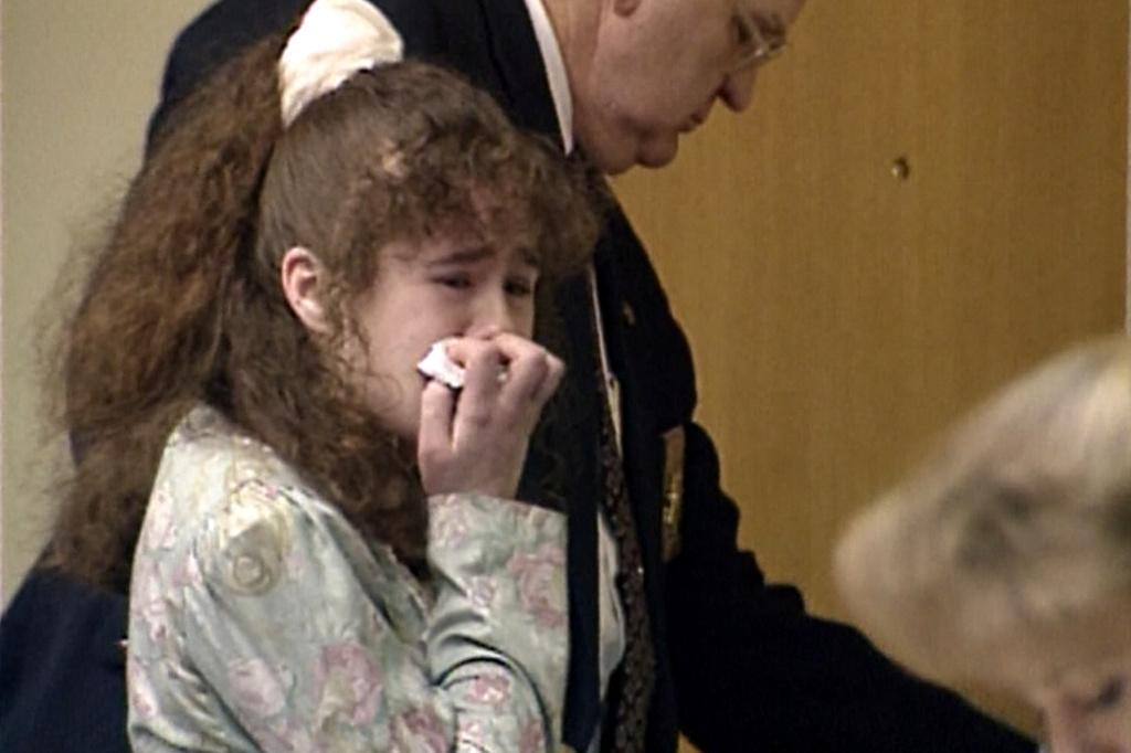 In this image from video provided by WBIR-TV, Christa Pike cries after being sentenced to death on March 30, 1996 in Knoxville, Tenn. (WBIR-TV via AP)