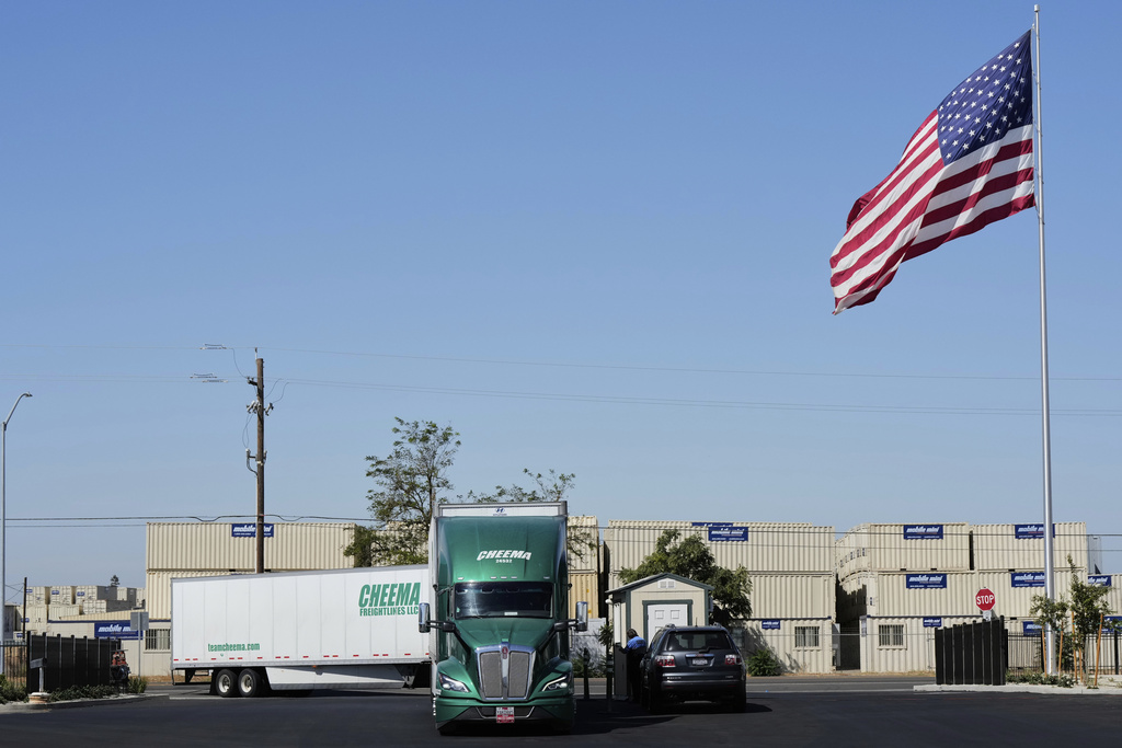 A truck driver arrives at a Cheema Freightlines facility in Lathrop, Calif., Wednesday, Sept. 3, 2025. (AP Photo/Godofredo A. Vásquez)
