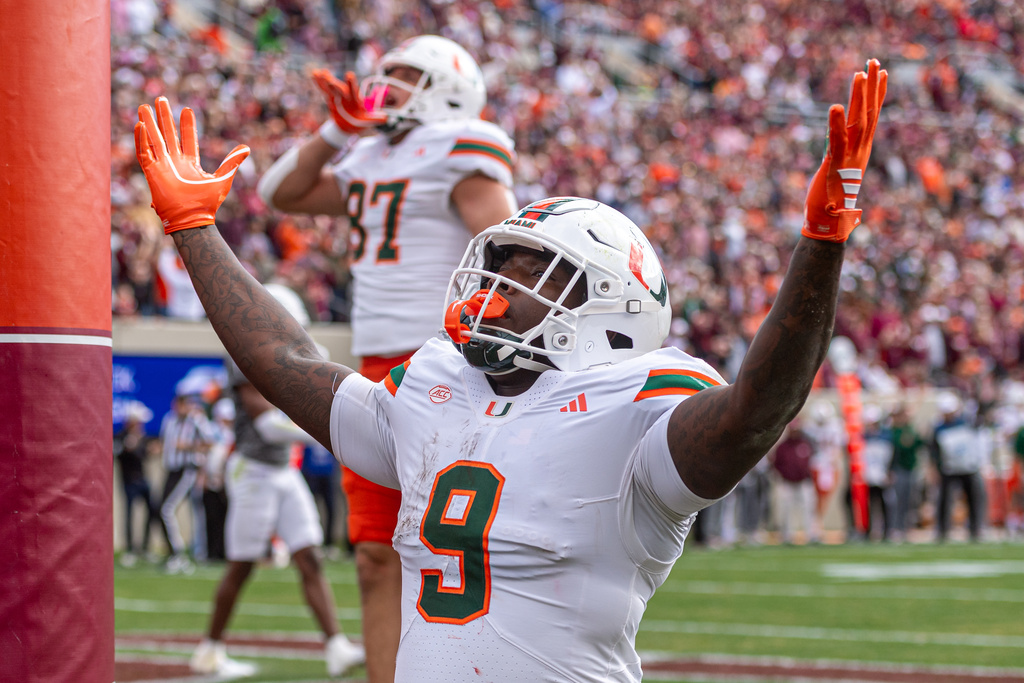 No. 13 Miami at No. 24 Pitt tops ACC slate; No. 17 Virginia, No. 25 SMU can clinch title-game trips