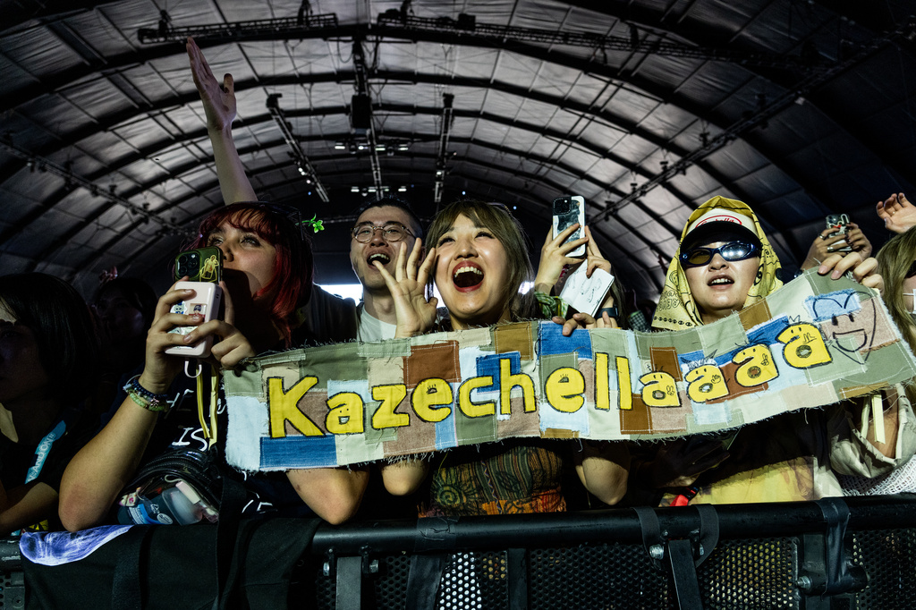 Festivalgoers are seen during the first weekend of Coachella Valley Music and Arts Festival on Saturday, April 11, 2026, in Indio, Calif. (Photo by Amy Harris/Invision/AP)