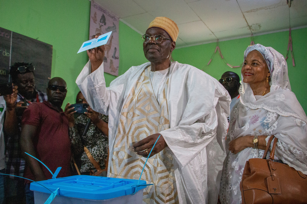 Presidential opposition candidate Issa Tchiroma casts his ballot at a polling station in Garoua, Cameroon, Sunday, Oct. 12, 2025 (AP Photo / Welba Yamo Pascal
