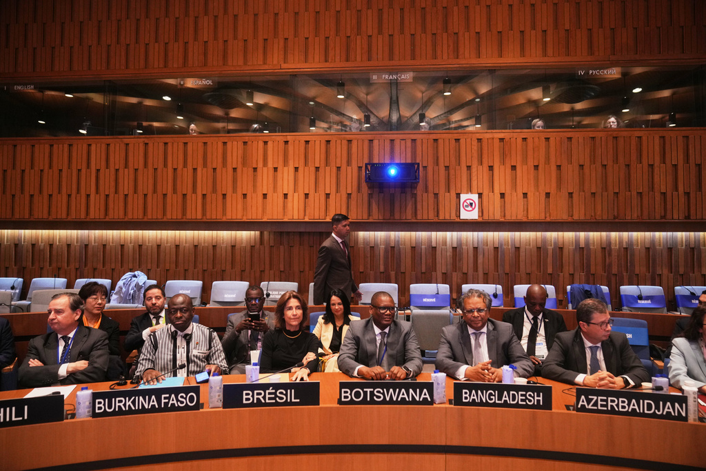 Members of the UNESCO executive board gather to elect their new Secretary General, at the UNESCO headquarters in Paris, Monday, Oct. 6, 2025. (Thibault Camus)