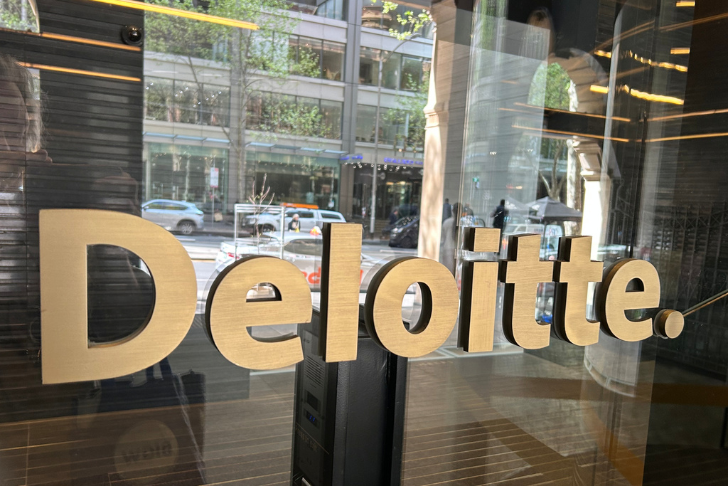 The log of Deloitte is displayed at their office in Melbourne, Australia, on Tuesday, Oct. 7, 2025. (AP Photo/Rod McGuirk) The log of Deloitte is displayed at their office in Melbourne, Australia, on Tuesday, Oct. 7, 2025. (AP Photo/Rod McGuirk)