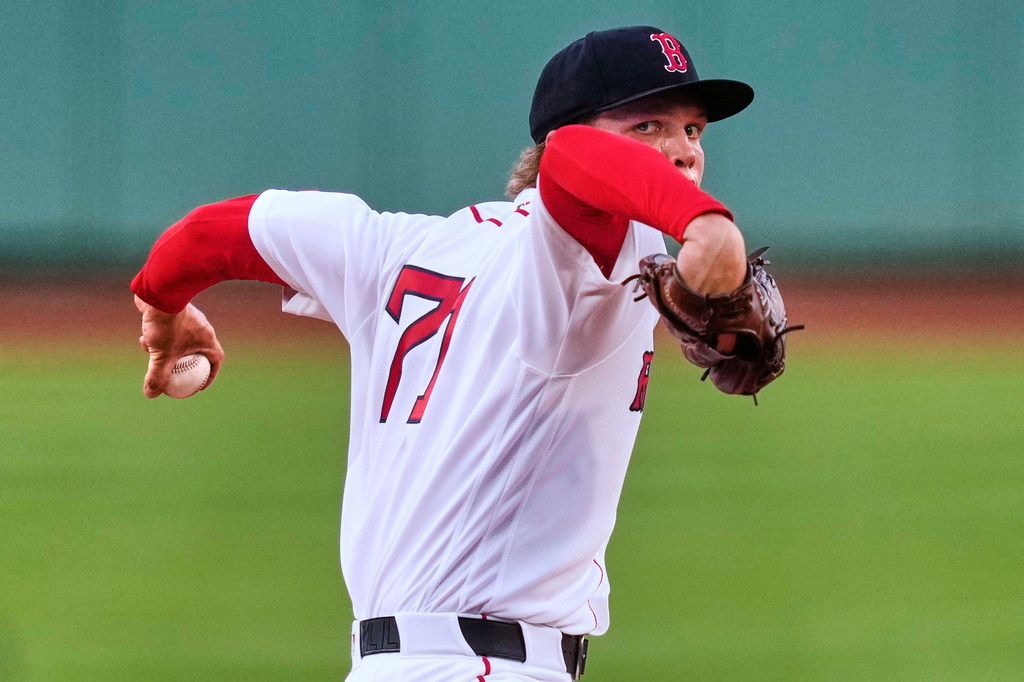 Boston Red Sox's Connelly Early delivers during the first inning of a baseball game against the New York Yankees, Thursday, June 25, 2026, in Boston. (AP Photo/Charles Krupa)