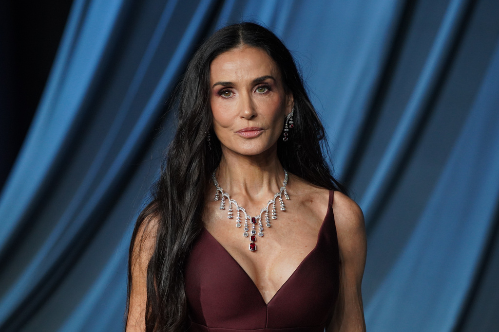 Demi Moore arrives at the fifth annual Academy Museum Gala on Saturday, Oct. 18, 2025, at the Academy Museum of Motion Pictures in Los Angeles. (Photo by Jordan Strauss/Invision/AP)