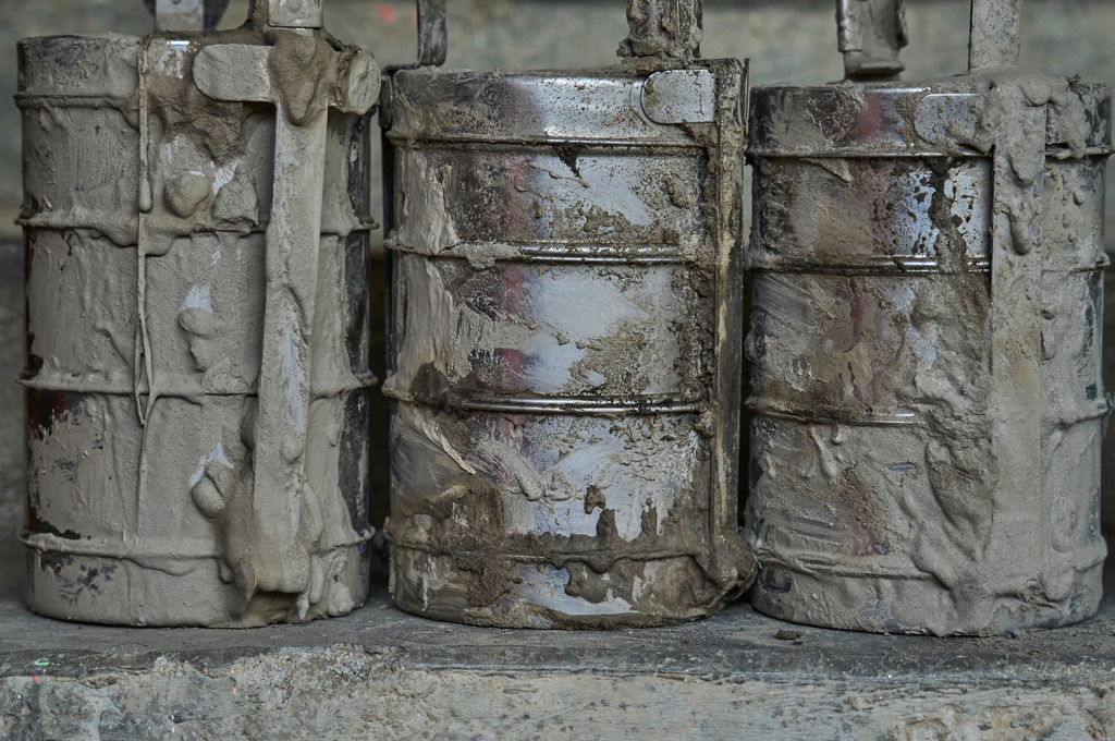 Students' lunchboxes are covered in mud brought in by the recent flash floods, at the Shree Bagheswori Madhyamik School in Galchhi, Dhading district of Nepal Sunday, Aug. 30, 2026. (AP Photo/Niranjan Shrestha)