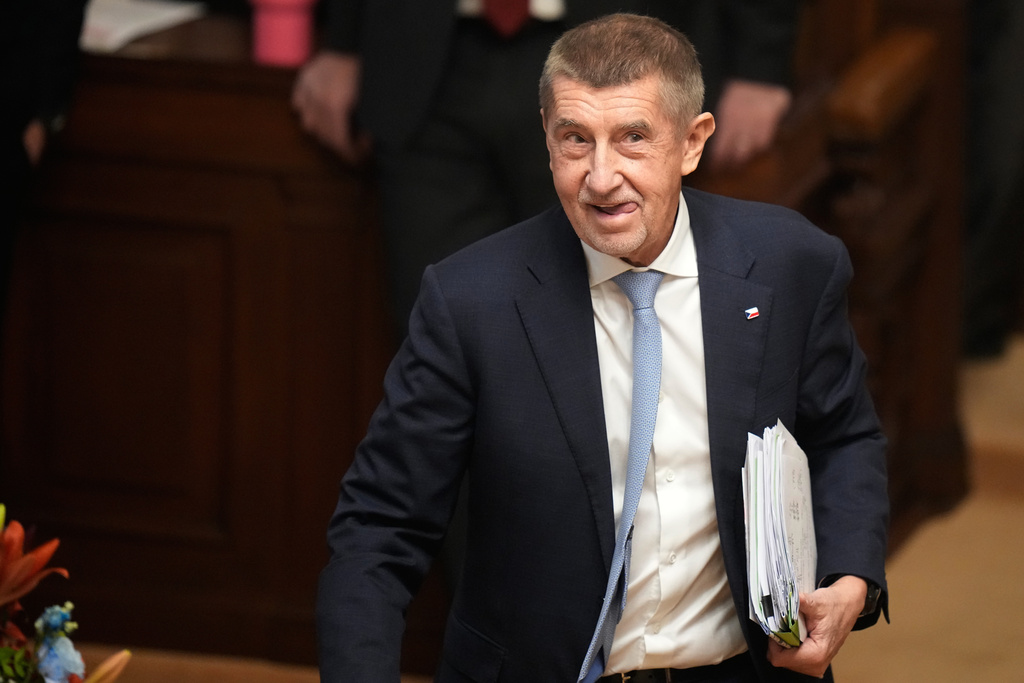 Czech Republic's Prime Minister Andrej Babis smiles during a meeting of the lower house of the Czech Parliament that is to decide whether to lift the populist' immunity from prosecution in a fraud case involving European Union subsidies, in Prague, Czech Republic, Thursday, March 5, 2026. (AP Photo/Petr David Josek)