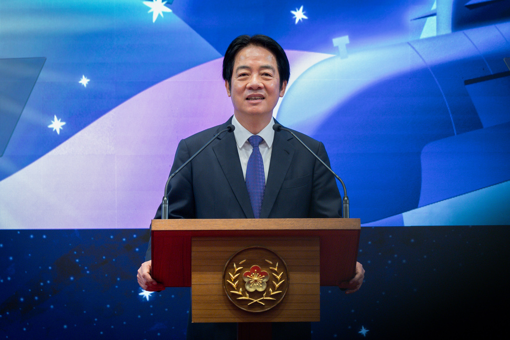 In this photo released by the Taiwan Presidential Office, Taiwanese President Lai Ching-te delivers his New Year speech at the Presidential Office, in Taipei, Taiwan, Thursday, Jan. 1, 2026. (Taiwan Presidential Office via AP)